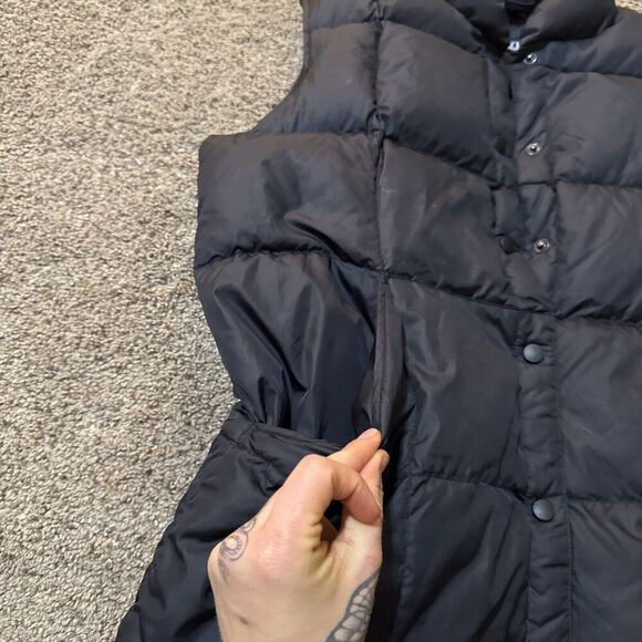 Lands End Puffer Vest Womens Medium 10-12 Black Down Filled Snap Sleeveless - Picture 3 of 11
